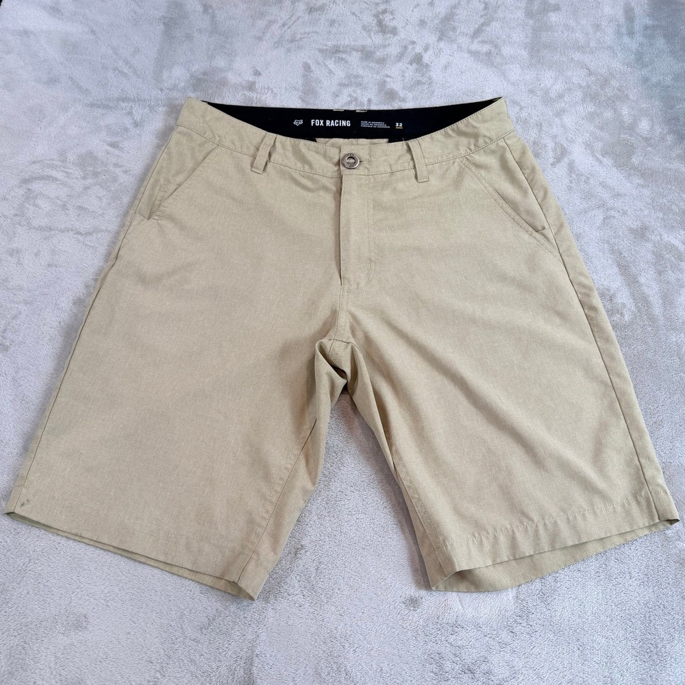 Fox Racing Mens Shorts Khaki Chino Hybrid Casual Size 32 10" Inseam